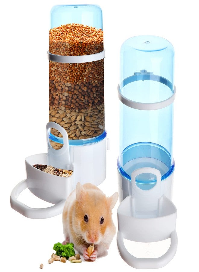 Haomian 2 Packs Pet Feeder and Waterer, Self Dispensing Automatic Hamster Feeder, Food and Water Dispenser Set,Small Animal Dog Cat Pet Food Bowl, for Dogs Cats Pets Animals, 16x14cm, Blue (Blue) - Image 1